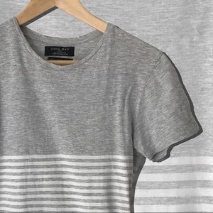 ZARA Grey White Stripes Top